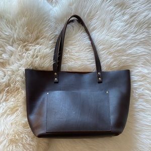 Portland Made Leathergoods handmade brown leather tote - Large